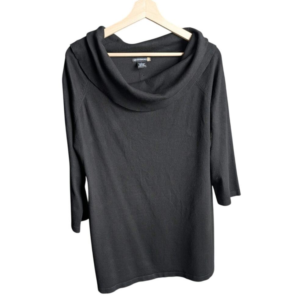 Sweaterworks Black Lagenlook Tunic Lightweight Sweater Top Size Large